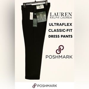 Lauren Ralph Lauren Black Classic Fit Ultra-flex High Performance Wool Pants